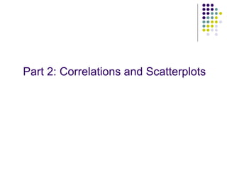 Part 2: Correlations and Scatterplots
 