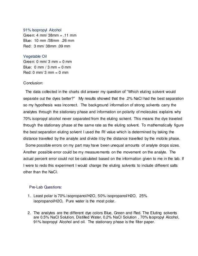 Lab 4 separation by chromatography