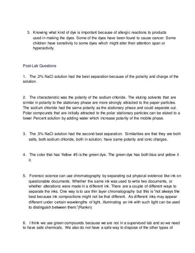 Lab 4 separation by chromatography