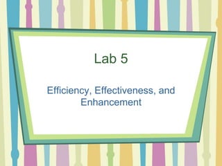 Lab 5 Efficiency, Effectiveness, and Enhancement 