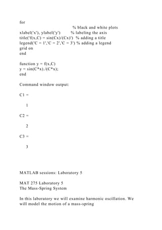 Lab 5 template Lab 5 - Your Name - MAT 275 Lab The M.docx | Physics ...