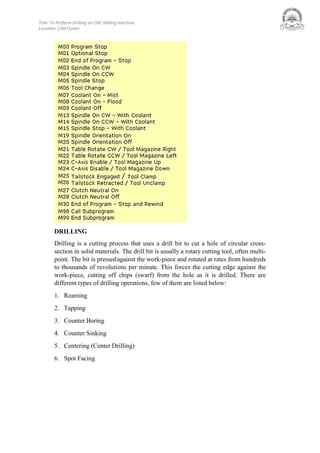 drilling on cnc machine (me181056) | PDF