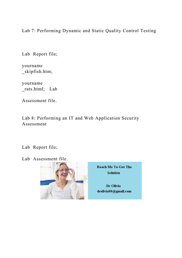 Lab 7 Performing Dynamic and Static Quality Control Testing.docx