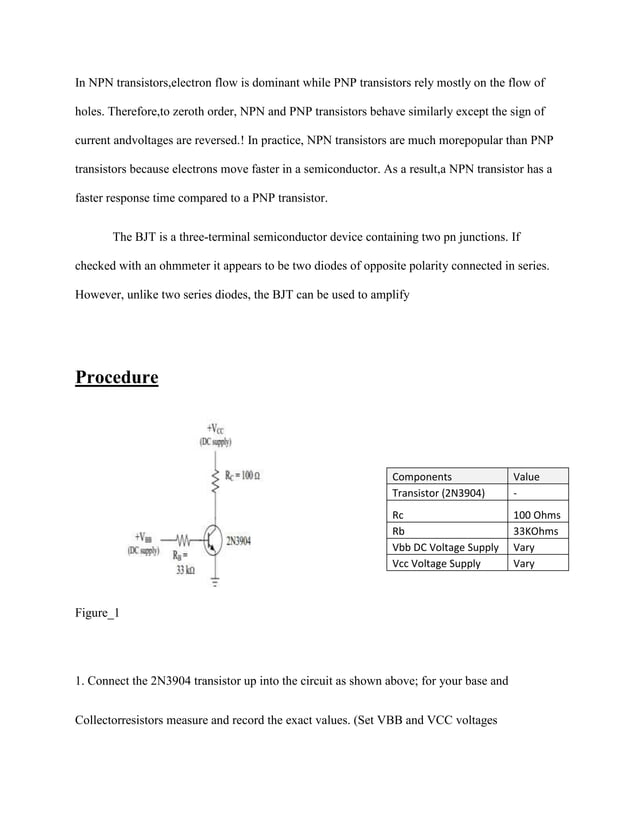 Lab 8 bipolar junction transistor characterstics PDF