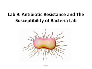 Lab 9: Antibiotic Resistance and The 
Susceptibility of Bacteria Lab 
#NSB2014 1 
 