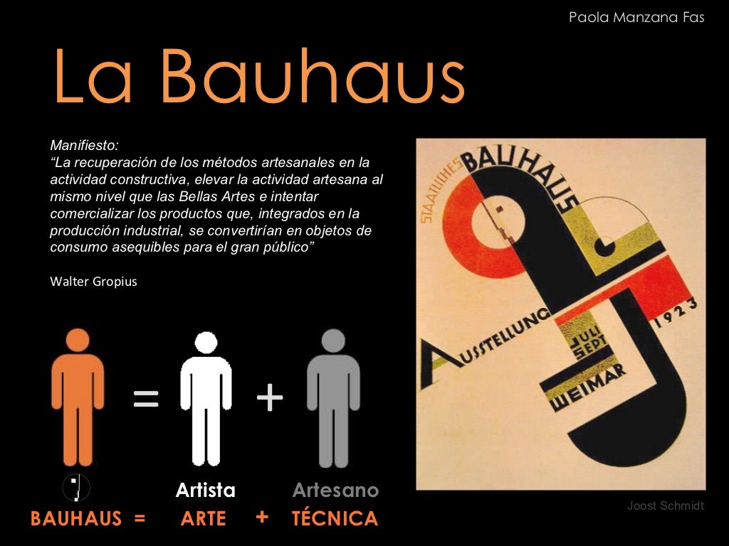 La Bauhaus Manifiesto: â La recuperación de los métodos artesanales en la actividad constructiva, elevar la actividad arte...