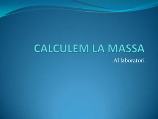 CALCULEM LA MASSA Al laboratori 