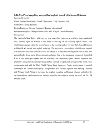 Lab and field eveluation of recycled cold mix | PDF