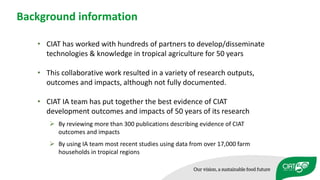 Impacts of 50 years of CIAT research on Tropical Agriculture