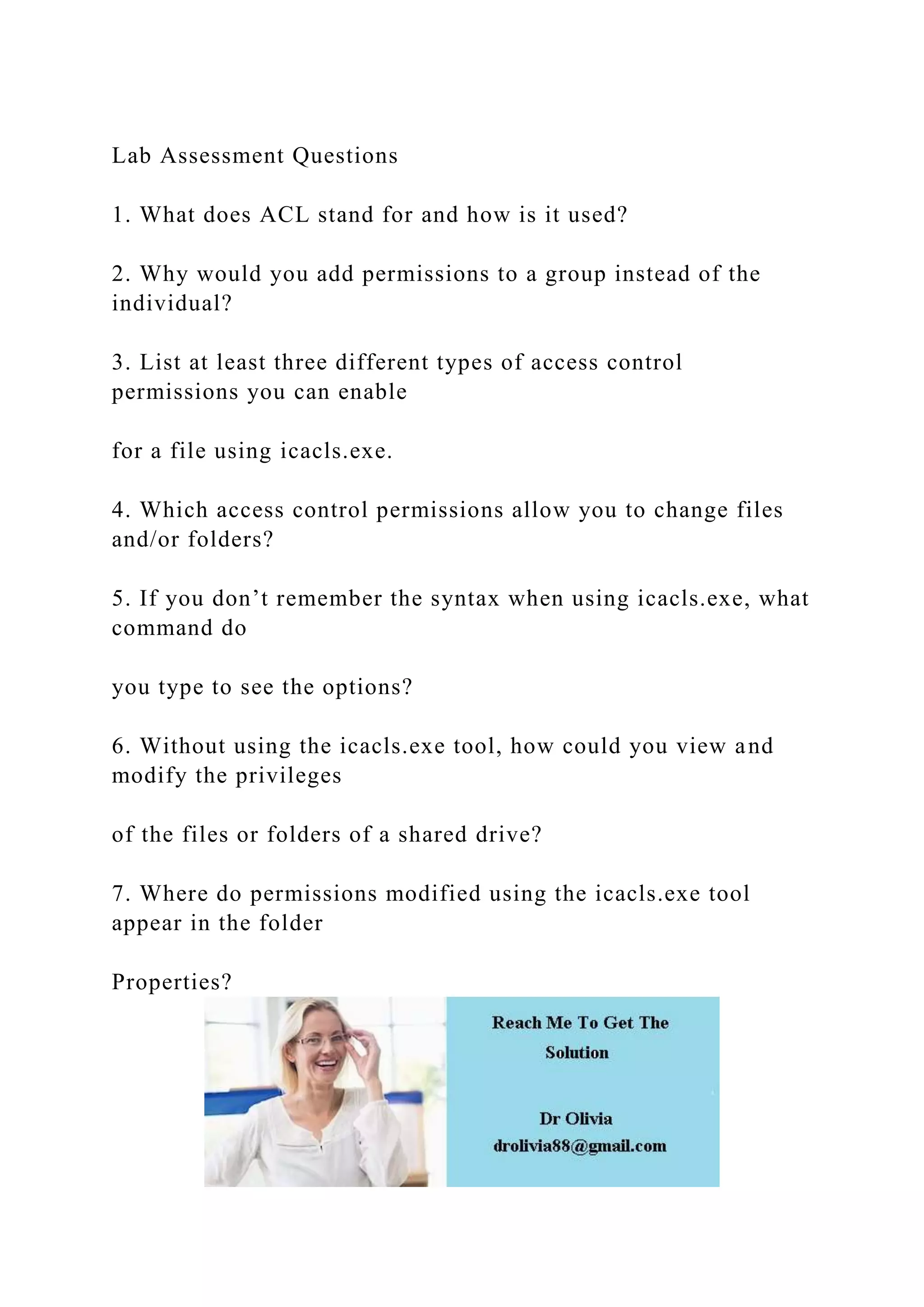 Lab Assessment Questions1. What does ACL stand for and how is it PDF
