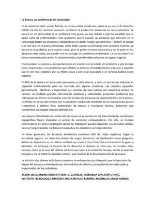 La basura en la comunidad de ejido merida | PDF