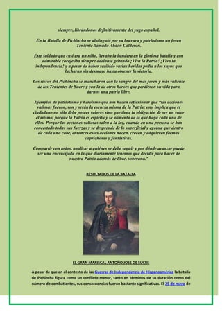 La batalla de pichincha