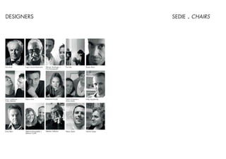 DESIGNERS                                                                                              SEDIE   . CHAIRS




Gio Ponti          Luigi Caccia Dominioni   Werner Aisslinger +   For Use            Paolo Ulian
                                            Tina Bunyaprasit




Enzo Calabrese +   Marco Piva               Katherine Krizek      Paolo Armenise +   Eddy Spadarotto
Fabio Meliota                                                     Silvia Nerbi




Enzo Berti         Stefania Borgobello +    Werther Toffoloni     Marco Botto        Henrik Geijer
                   Stefano Contin
 