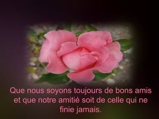 Que nous soyons toujours de bons amis et que notre amitié soit de celle qui ne finie jamais. 