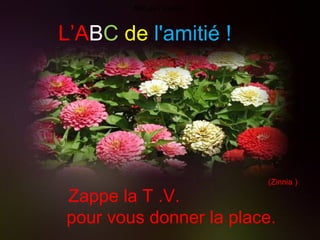 Zappe la T .V.  pour vous donner la place. (Zinnia ) ABC de l'amitié ! L’A B C   de   l'amitié ! 