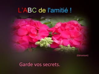 (Géranium) Garde vos secrets. L’A B C   de   l'amitié ! 