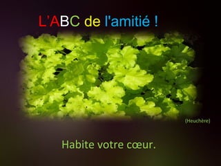 (Heuchère) Habite votre cœur. L’A B C   de   l'amitié ! 