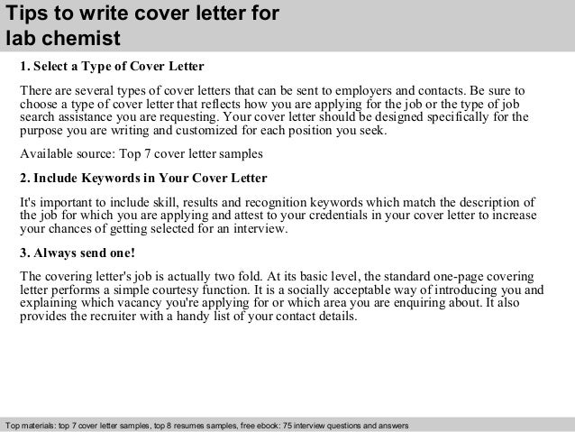 Chemist cover letter sample