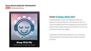 Cosa è Sleep With Me?
Un podcast per aiutare a combattere l’insonnia..
Nessuna musica di balena o rumore bianco qui, ma
un...