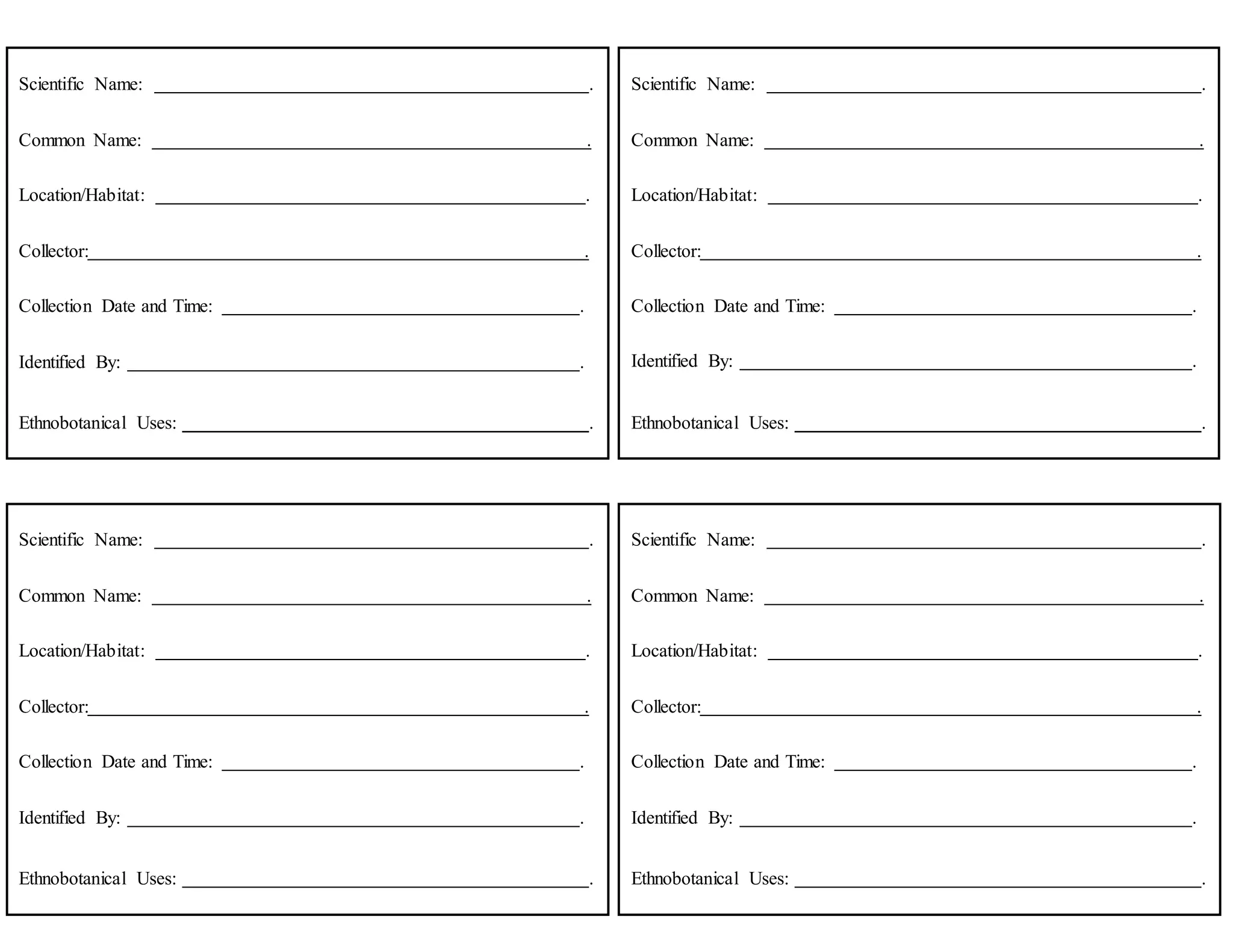 ❦Herbarium nameplate❦2点 Label label for herbarium sheet | DOCX