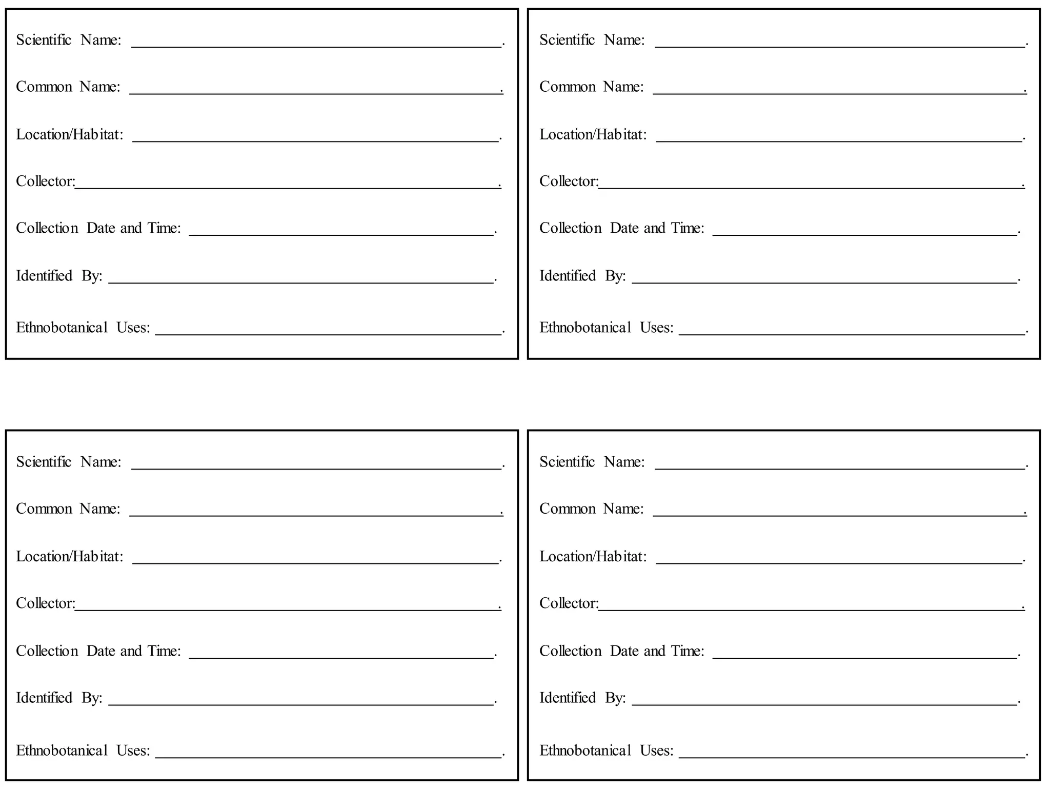 Label label for herbarium sheet | DOCX