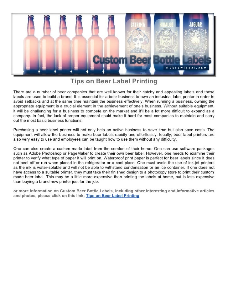 Tips on Beer Label Printing