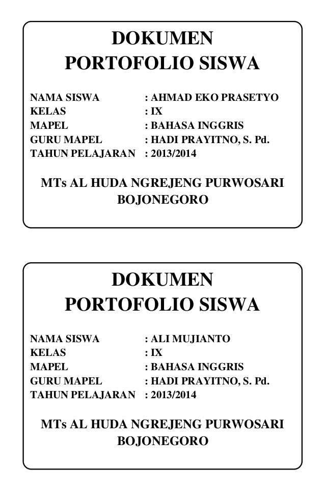 Label Dokumen Portofolio Siswa Label Dokumen Portofolio Siswa