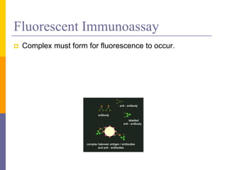 Fluorescent Immunoassay
 Complex must form for fluorescence to occur.
 