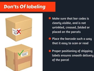 How to affix shipping label on the parcel ?
