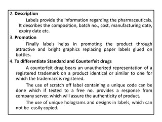 Labeling in pharmaceutical packaging | PPTX