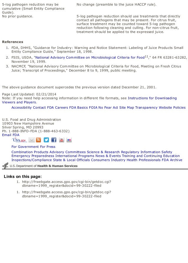 5 Log Reduction Requirements For Juices Fda 02 5 Log Reduction Requirements For Juices Fda 02