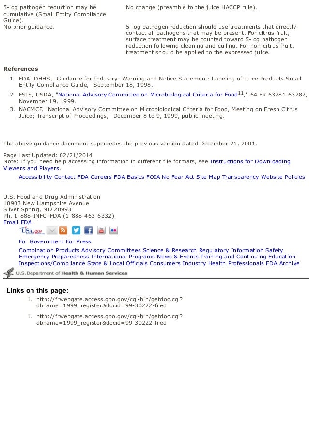 5 Log Reduction Requirements For Juices Fda 02