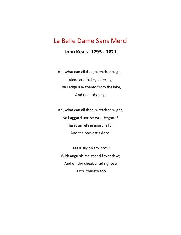 La Belle Dame Sans Merci Summary Sparknotes