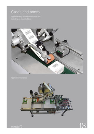 Cases and boxes
Upper labelling on laid dismounted box.
Labelling on mounted box.




Application samples




             8                            13
 