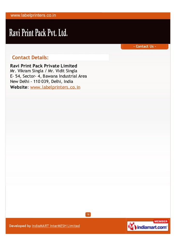 Ravi Print Pack Private Limited, New Delhi, Labels