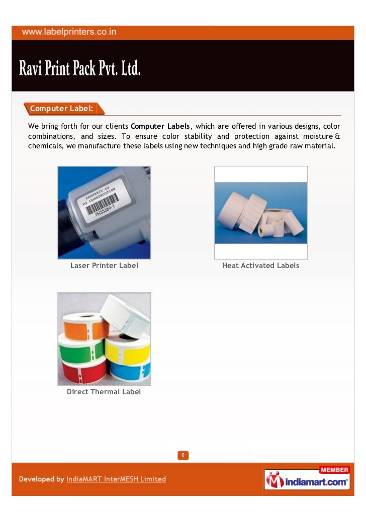 Ravi Print Pack Private Limited, New Delhi, Labels