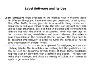 Label software and its use | PPT