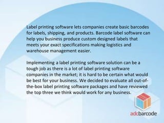 Label Software Comparison Guide | PPTX