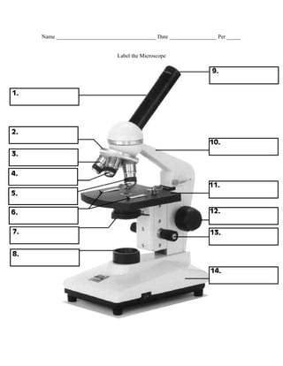 Name ____________________________________ Date _________________ Per _____


                            Label the Microscope
 