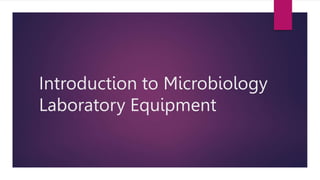 Introduction to Microbiology
Laboratory Equipment
 
