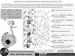 LABERINTO DE ESTRATEGIAS PARA OBSERVAR EL ECLIPSE 2024. Por JAVIER ...