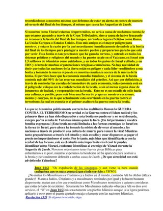 recordándonos a nosotros mismos que debemos de estar en alerta en contra de nuestro
adversario del final de los tiempos, e...