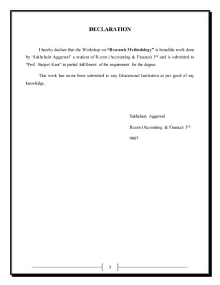 Research Declaration Example Lab file on research methodology | DOCX