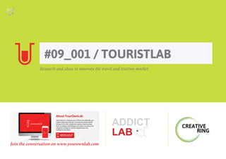 Join the conversation on www.yourownlab.com
Research and ideas to innovate the travel and tourism market
#09_001 / TOURISTLAB
ADDICT
LAB
© 2014
Addictlab.com / Product dept
Jan Van Mol
Barastraat 175 - 1070 Brussel - Belgium
info@addictlab.com
who
info
CLIENT
PROJECT
DESIGNER
PRODUCTIE
CONTACT
Multifunctioneel design object in de vorm
van een transparante attaché case.
Gebogen fineer-hout, verschillende functies.
Design mee : experimenteer met gebruik en
materialen, en stuur uw bevindingen of foto’s
naar jan@addictlab.com
VLAM
“winkelmand 2.0”
Jan Van Mol
addictlab.com
35,5 x 46 x 7SIZE
MATERIAL multiplex beuk
517.01
info@addictlab.com
versie met gerecycleerde
fietsbanden
FRAME
 