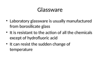 Comprehensive Guide to Laboratory Glassware and Equipment Usage | PPTX