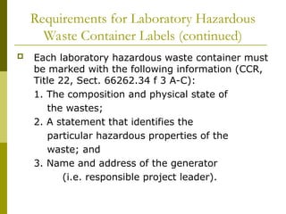 Wasp Container Label Lab Lab hazard identify and prevent presentation | PPT
