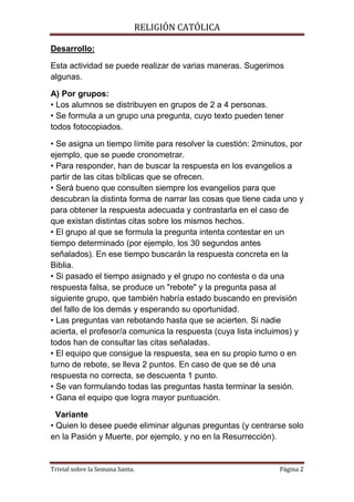 La biblia preguntas sobre semana santa | PDF