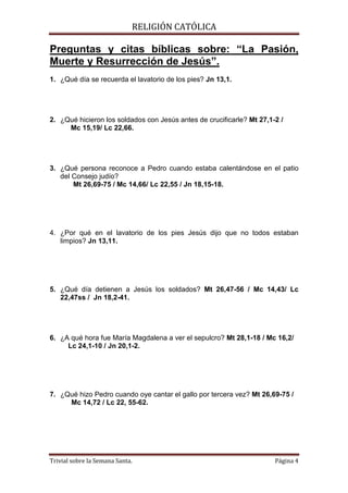 La biblia preguntas sobre semana santa | PDF
