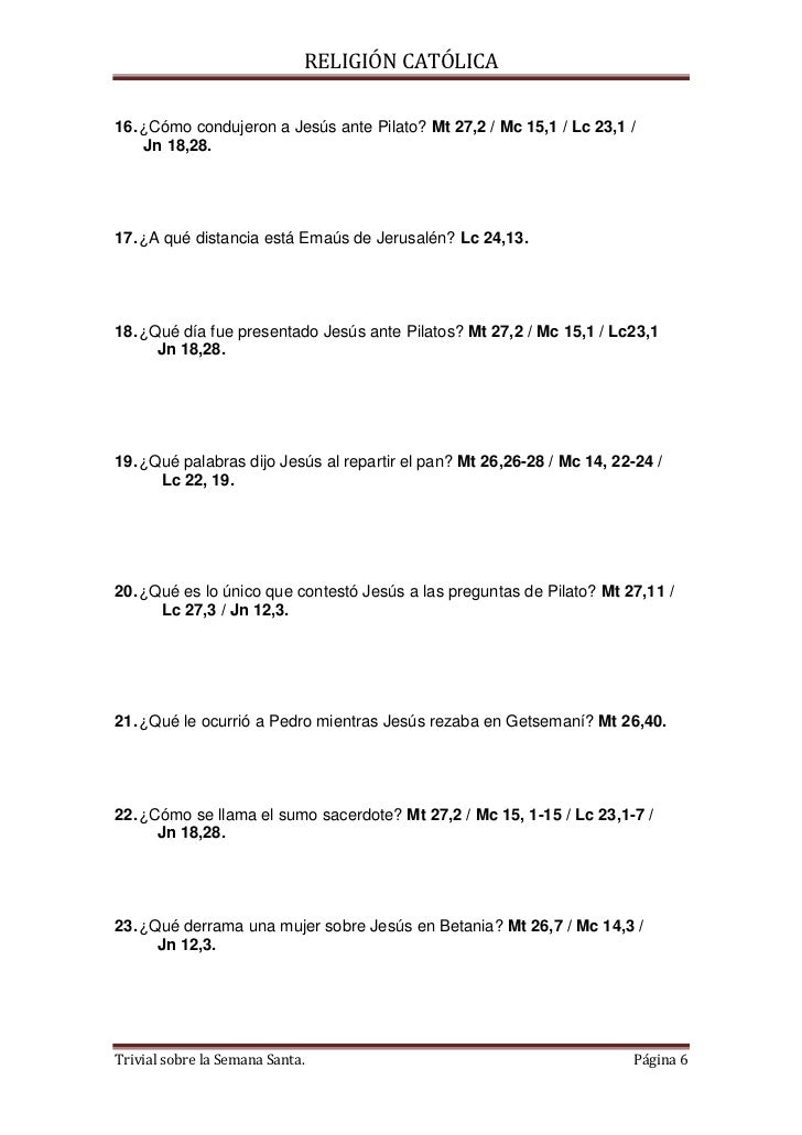 Preguntas Y Citas Biblicas Sobre La Pasion Muerte Y Resurreccion De ...