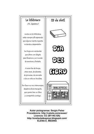 La biblioteca
(N. Zapatero)
Juntos en la biblioteca,
están siempre allí esperando
que alguna manita inquieta
se decida a d...